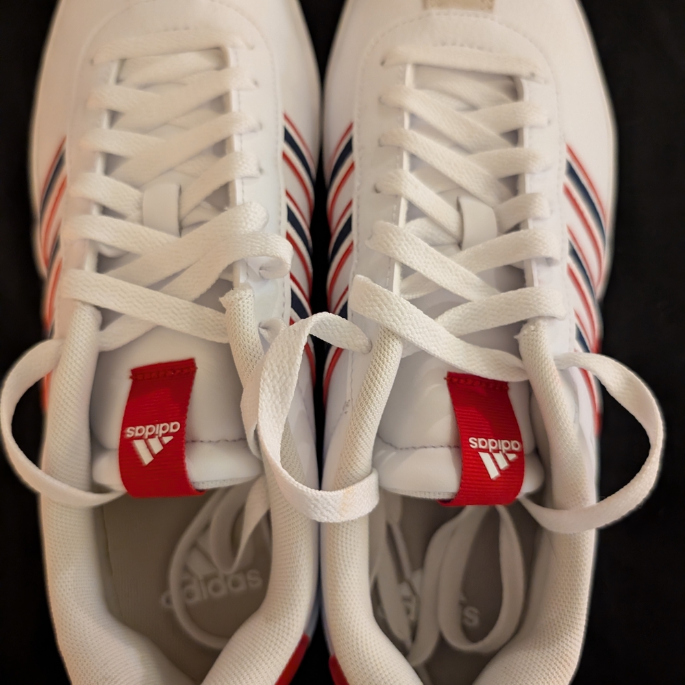Adidas White Sneakers with Red Accents